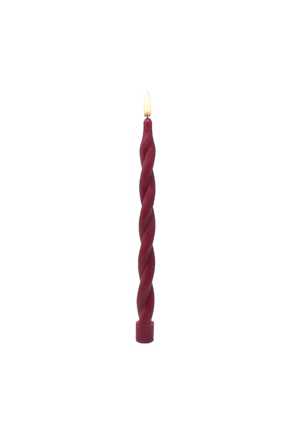Paraffin Wax 10" Twist Taper Candle, Unscented, Red