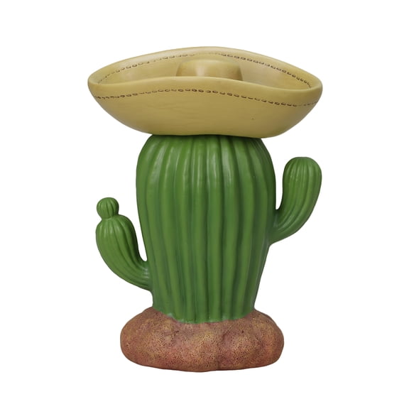 Mainstays 10.25-Inch Outdoor Cactus Bird Feeder Statue with Hand-Painted Detail