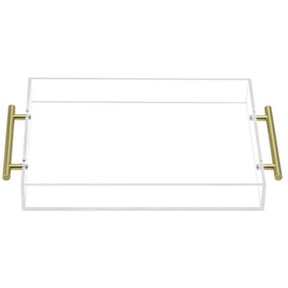 Mainstays Clear Acrylic Serving Tray with Gold Handles, 16.33 x 10 in