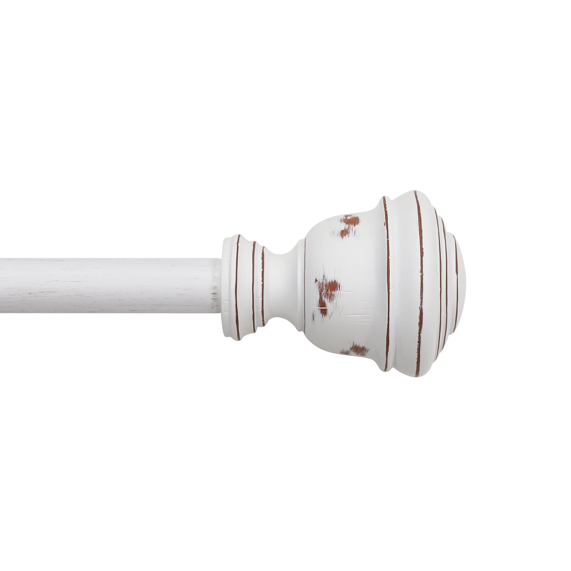 Mainstays 3/4" White Faux Wood Urn Single Curtain Rod Set, 25-84"