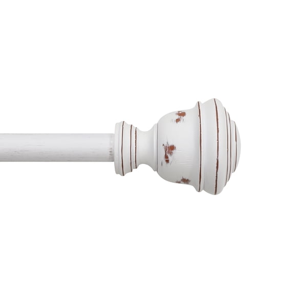 Mainstays 3/4" White Faux Wood Urn Single Curtain Rod Set, 25-84"
