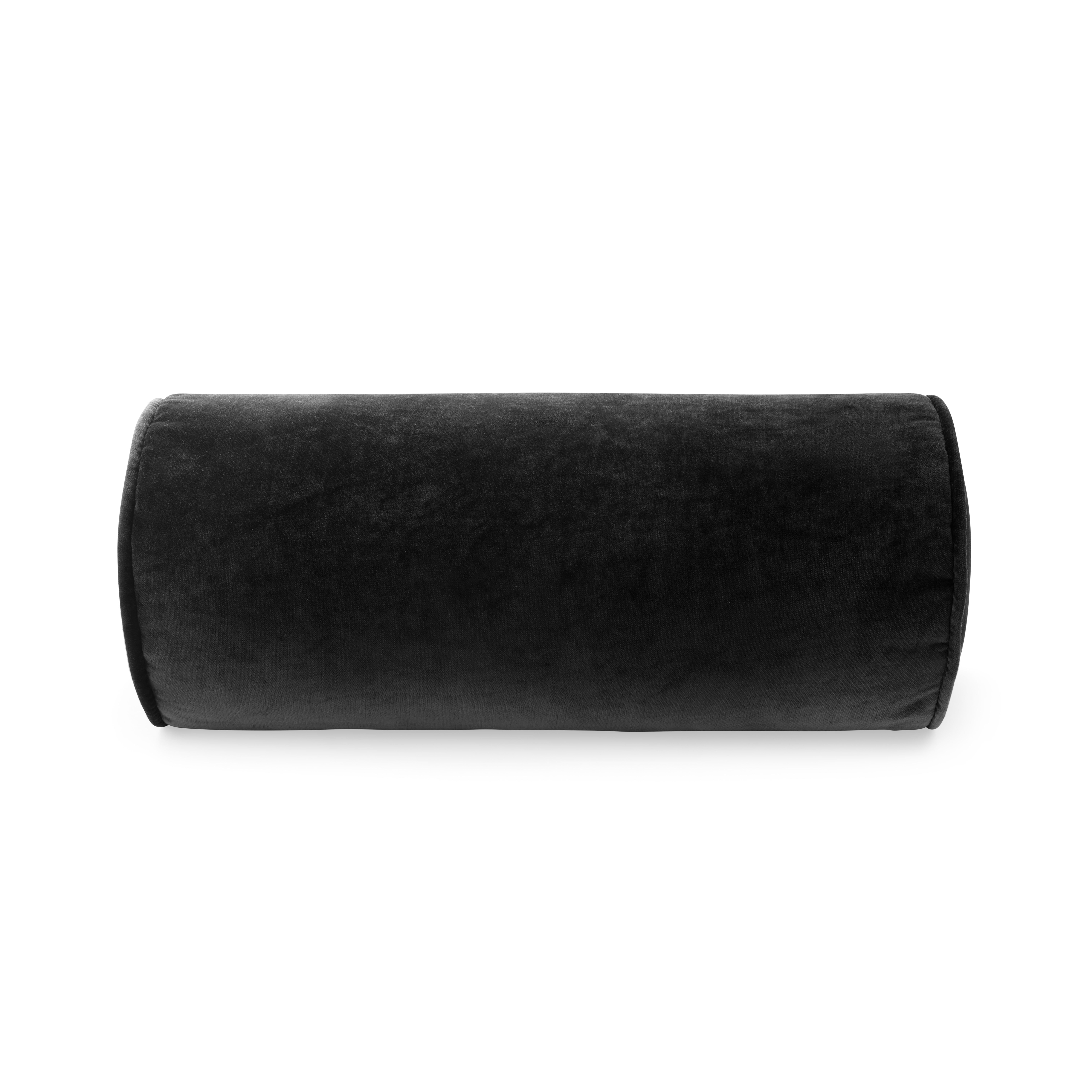 Mainstays 8" x 18" Rich Black Velvet Bolster Polyester Decorative Pillow
