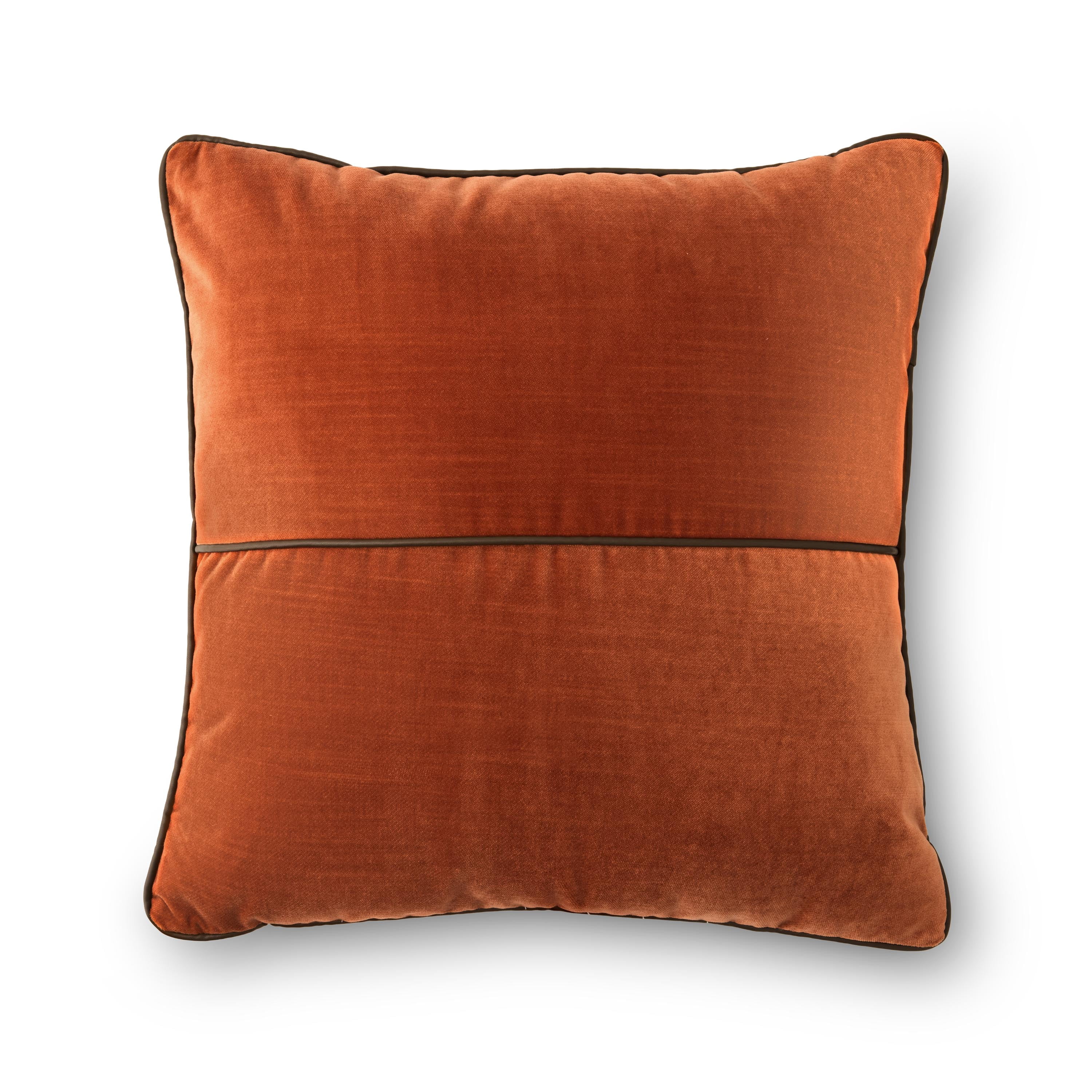 Mainstays 18" x 18" Auburn Sun Velvet With Faux Leather Trim Polyester Decorative Pillow Cover