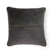 Mainstays 18" x 18" Black Velvet With Faux Leather Trim Polyester Decorative Pillow