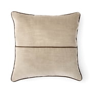 Mainstays 18" x 18" Beige Velvet With Faux Leather Trim Polyester Decorative Pillow