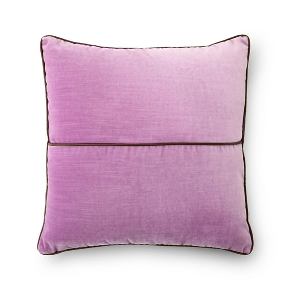 Mainstays 18" x 18" Lilac Bloom Velvet With Faux Leather Trim Polyester Decorative Pillow Cover