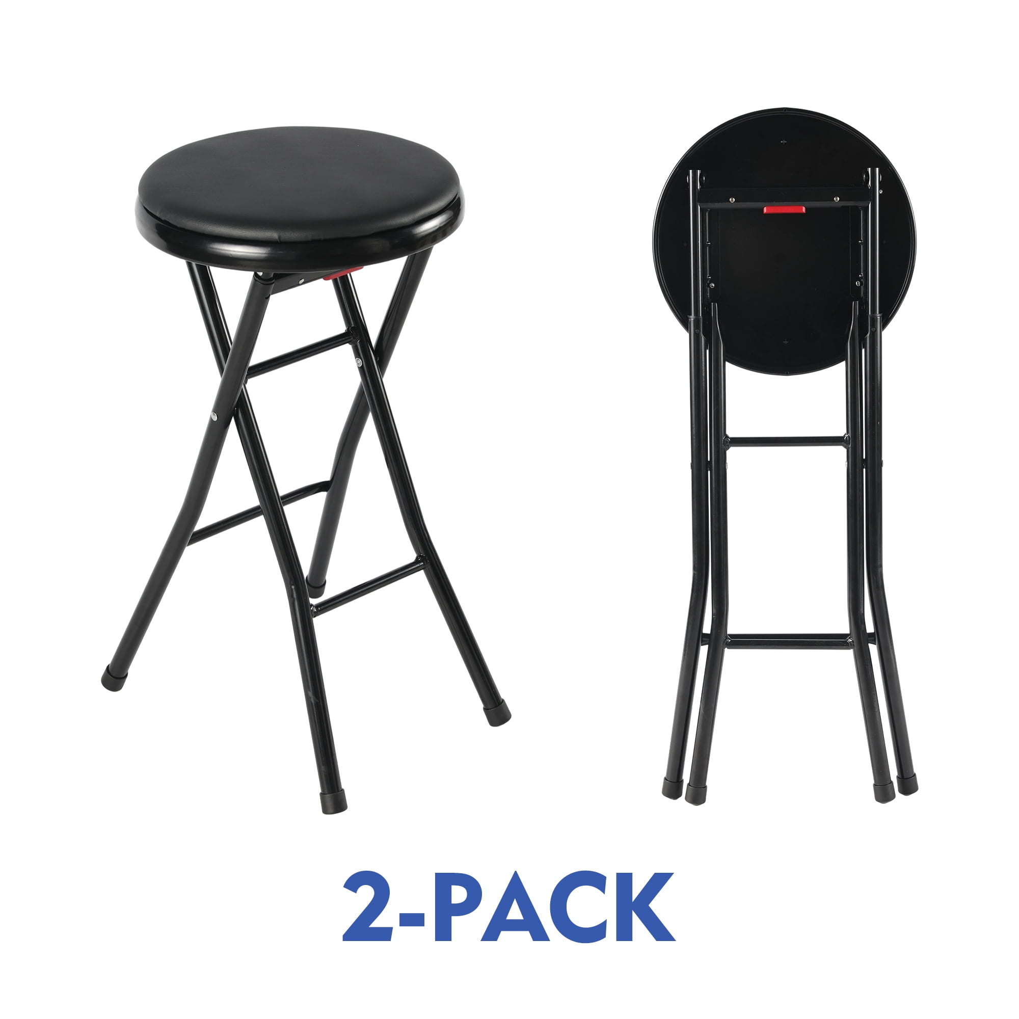 Mainstays Vinyl Padded Folding Counter Stool, Black (Set of 2)