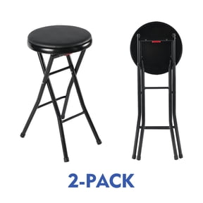 Mainstays Folding Counter Stool Set, Black, 2 Pieces