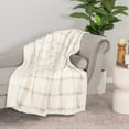 thumbnail image 1 of Mainstay Reversible Velvet Plush And Faux Shearling Throw Blanket, Beige Plaid, Standard, 1 of 7