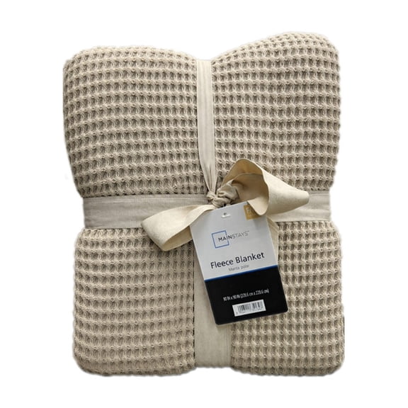 Mainstays Cotton Waffle Bed Blanket, Warm Brownie, Full/Queen Size