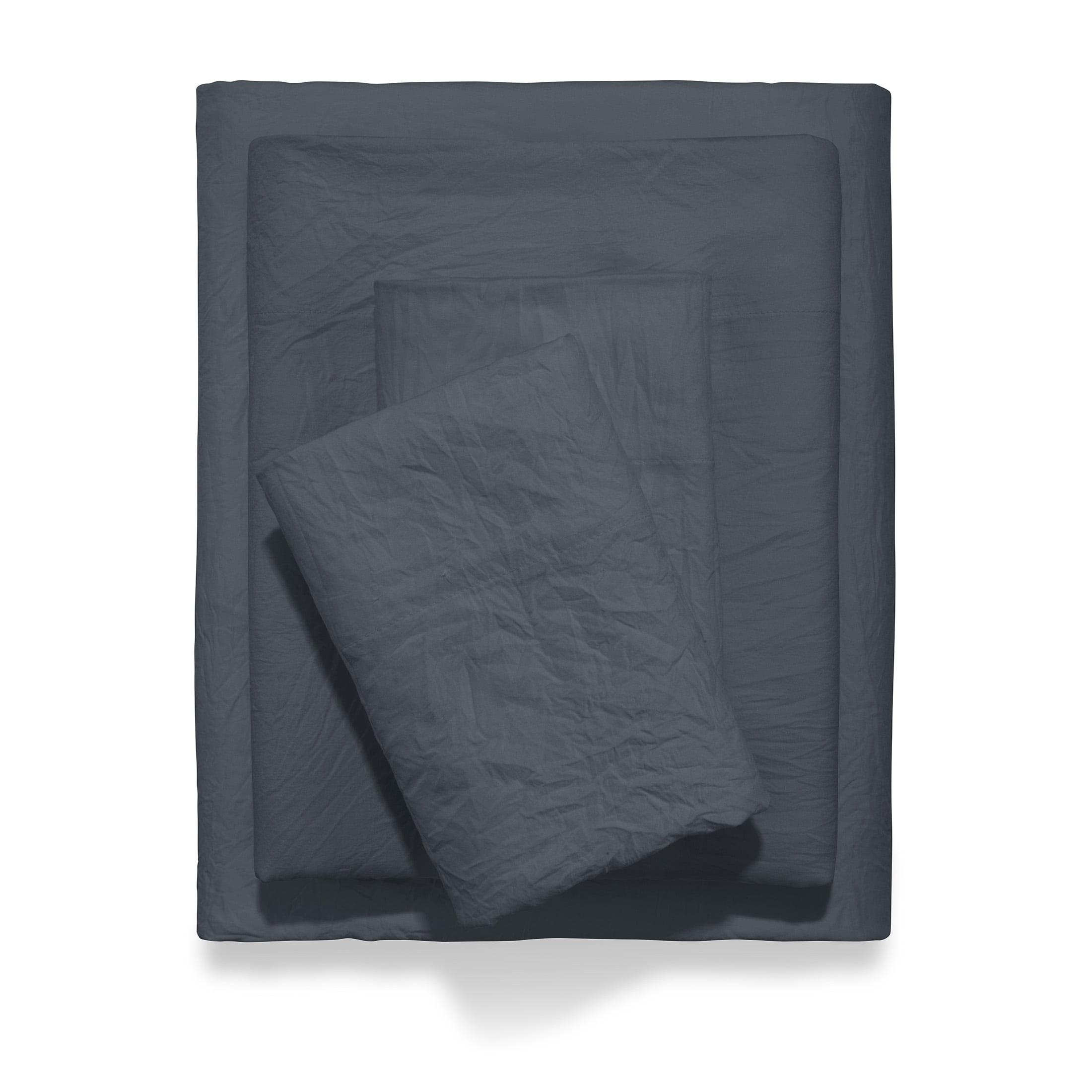 Mainstays Enzyme Washed Microfiber Bed Sheet Set, Grey Stone, Full, 4 Pieces