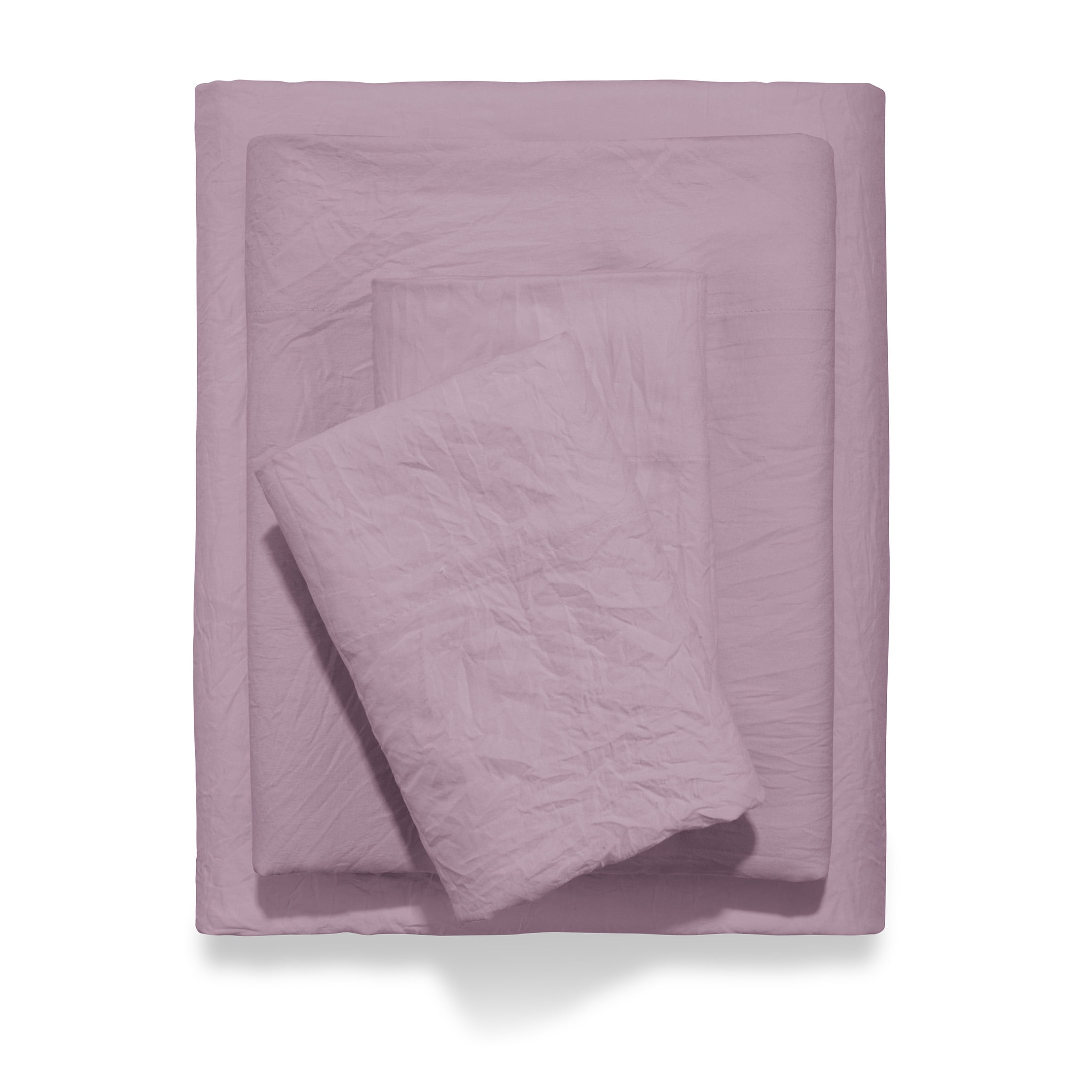 Mainstays Enzyme Washed Microfiber Bed Sheet Set, Hazy Purple, Queen, 4 Pieces