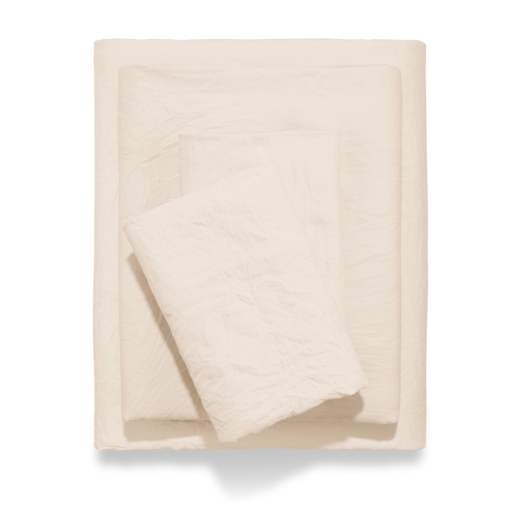 Mainstays Enzyme Washed Microfiber Bed Sheet Set, Vanilla Dream, Full, 4 Pieces