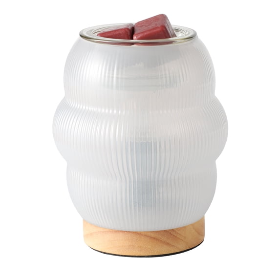 Mainstays Sculpted Glass Ribbed Fragrance Wax Melt Warmer, Soft Silver