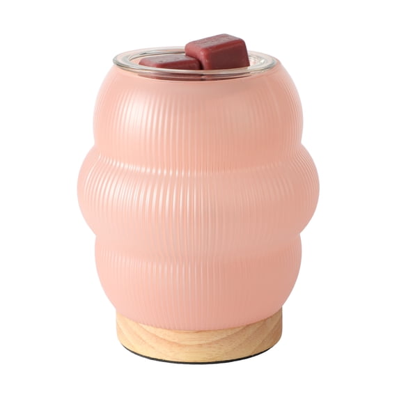 Mainstays Sculpted Glass Electric Plug-in Wax Melt Warmer, Scent Warmer, Pink Blush