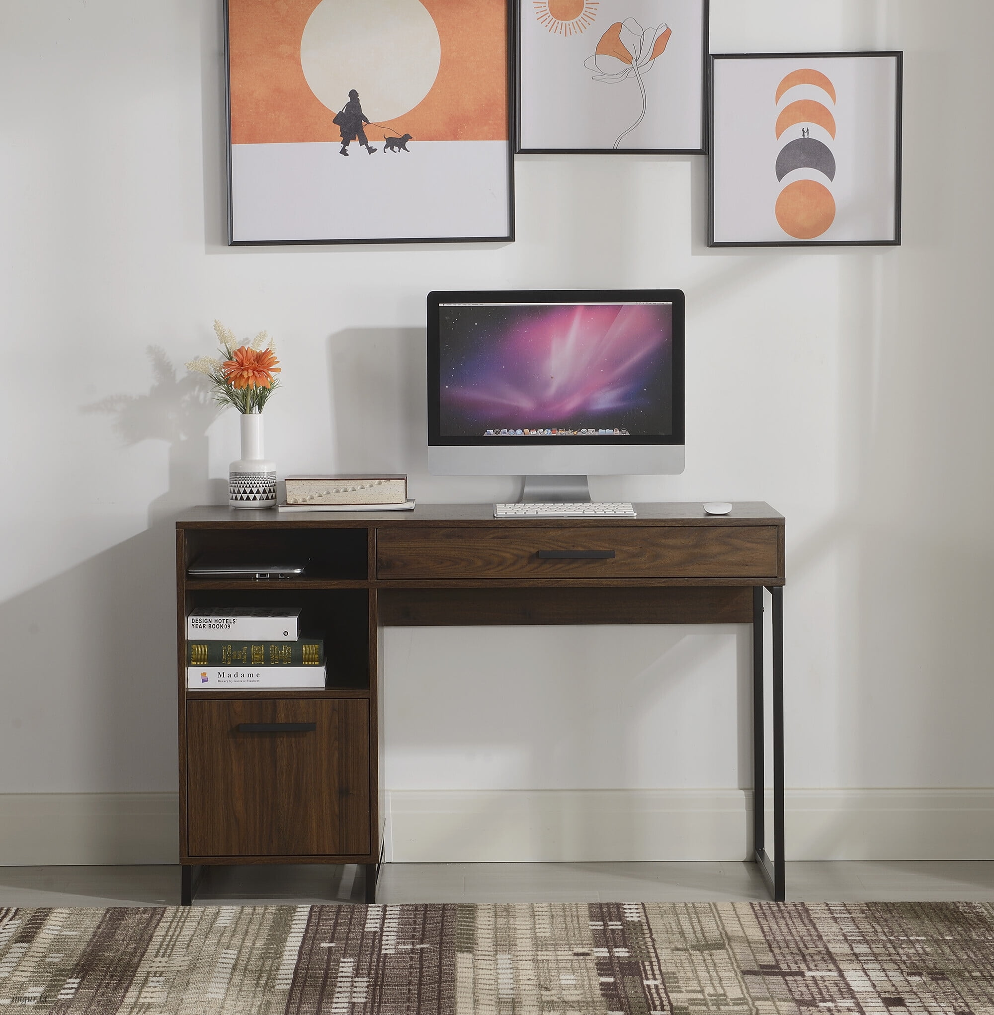 MS WD MTL DESK WALNU