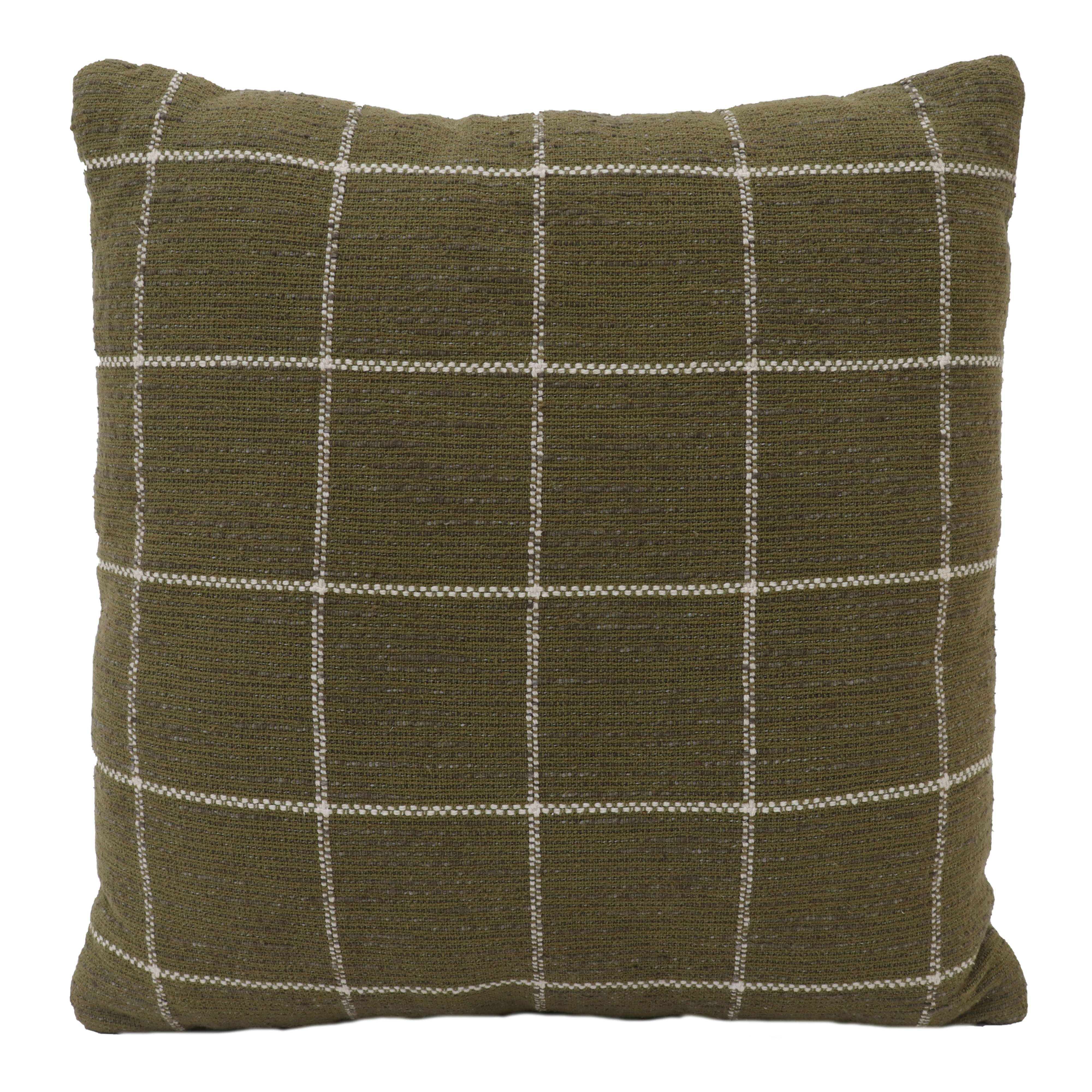 Mainstays Olive Window Pane Decorative Throw Pillow 18x18