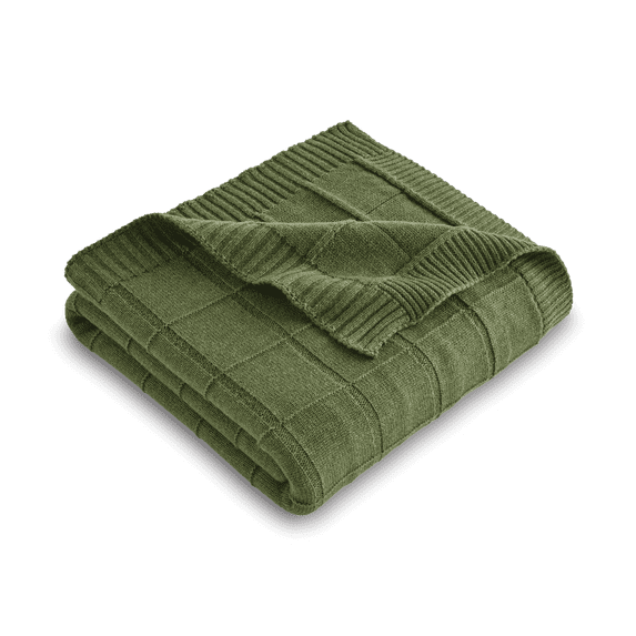 Mainstays Windowpane Throw Blanket, Mossy Green, 50 x 72 in