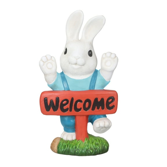 Mainstays Outdoor Welcome Bunny Statue, 6.2 in L x 3.8 in W x 11.5 in H