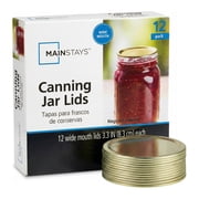 Mainstays 12-Pack Canning Jar Lids - Wide Mouth, One-Piece Replacement Mason Jar Lids for Canning and Preserving, Fits All Brands Wide Mouth Mason Jars