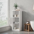 thumbnail interactive-video image 1 of Mainstays Bathroom Adjustable 3-Tiers MDF Dimensions 13.75" W x 10.5" D x 34.5" H Storage Shelf Unit Holds up to 15 lb Shelf Capacity, White, 1 Pack, 1 of 18