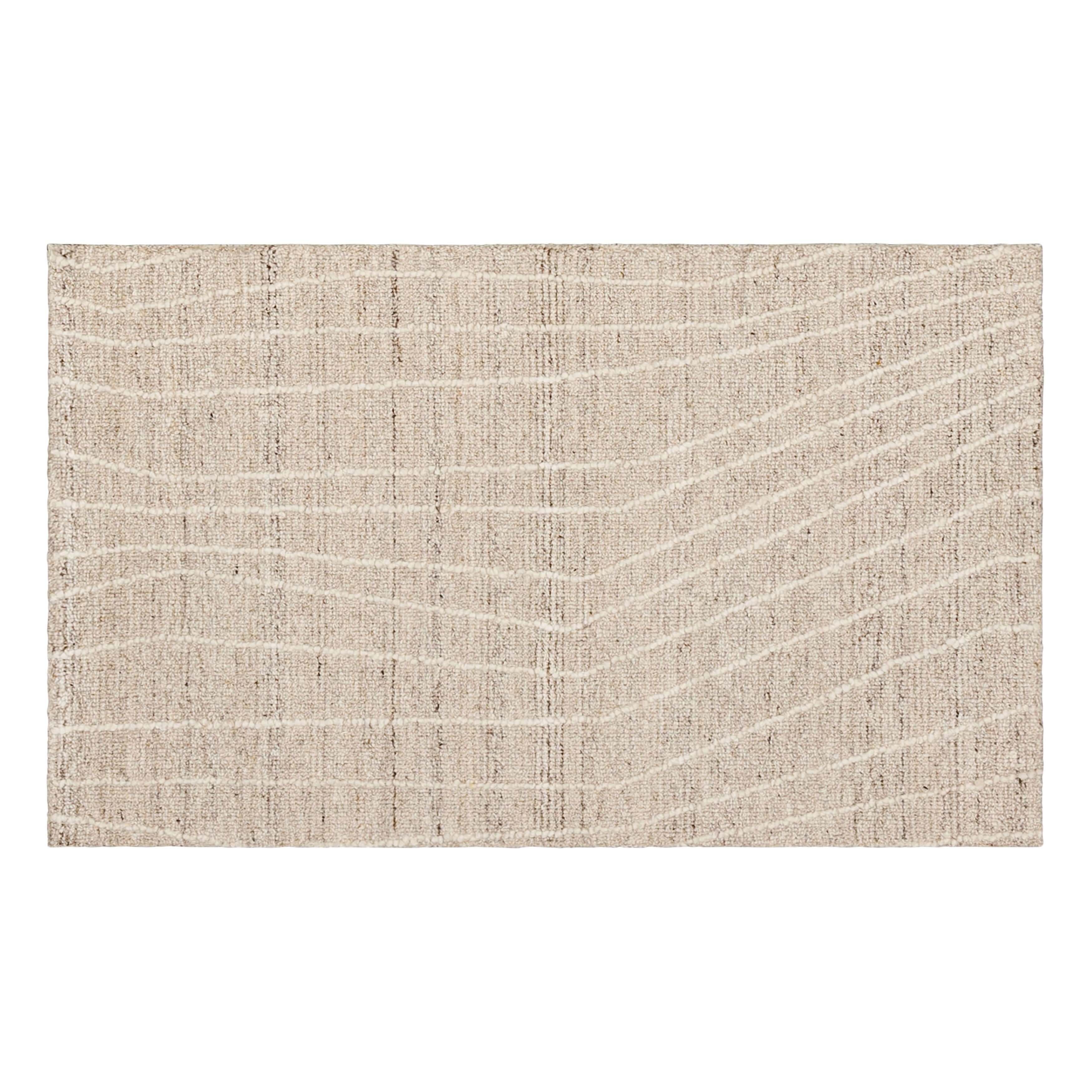 Mainstays Wool Lines Plush Indoor Fade Resistant Tufted Ivory Area Rug, 1 ft 8 in x 2 ft 10 in