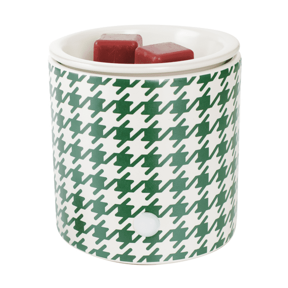 Mainstays Green Houndstooth Full Size Ceramic Fragrance Wax Melt Warmer