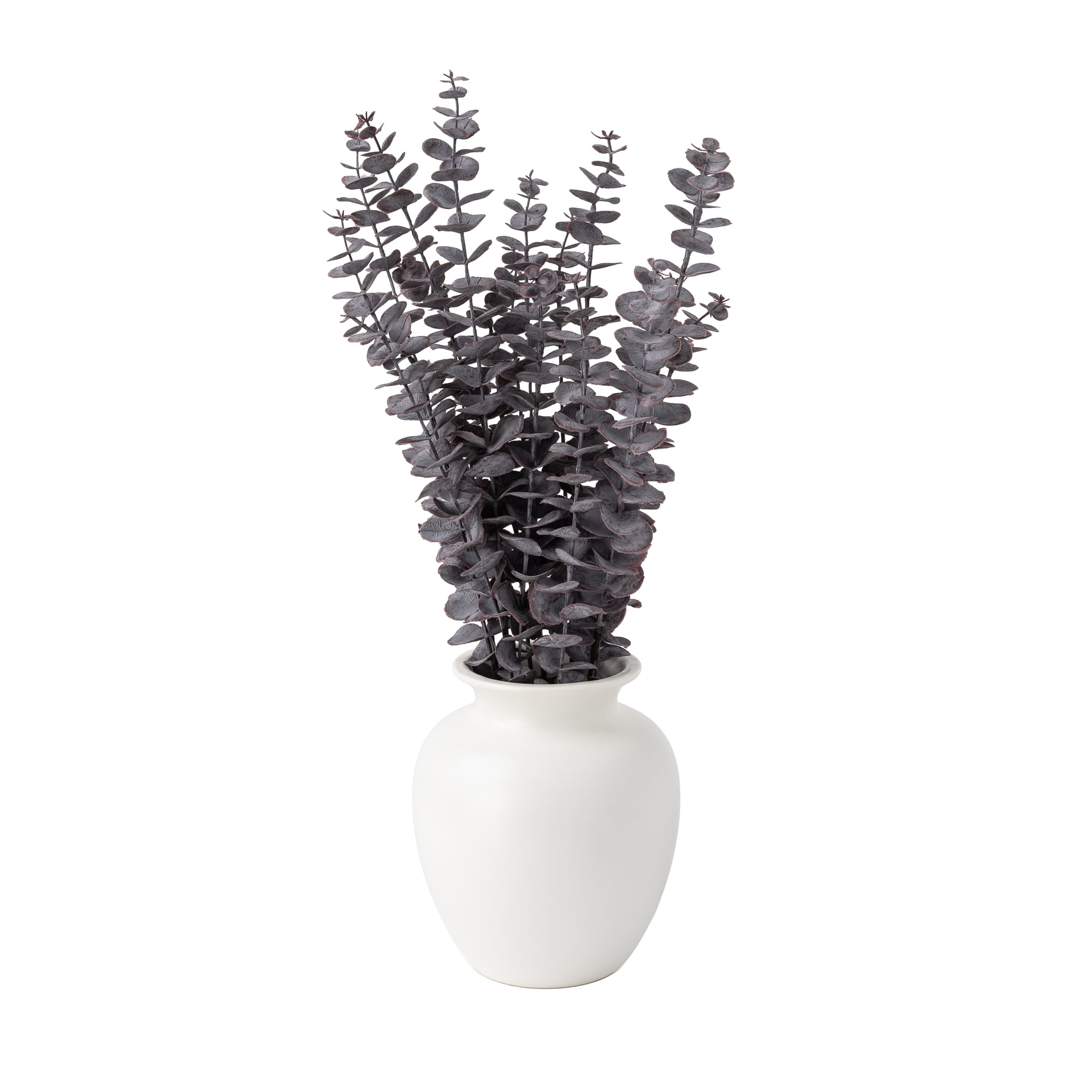 Mainstays Artificial Purple Eucalyptus in White Ceramic Vase, 23"