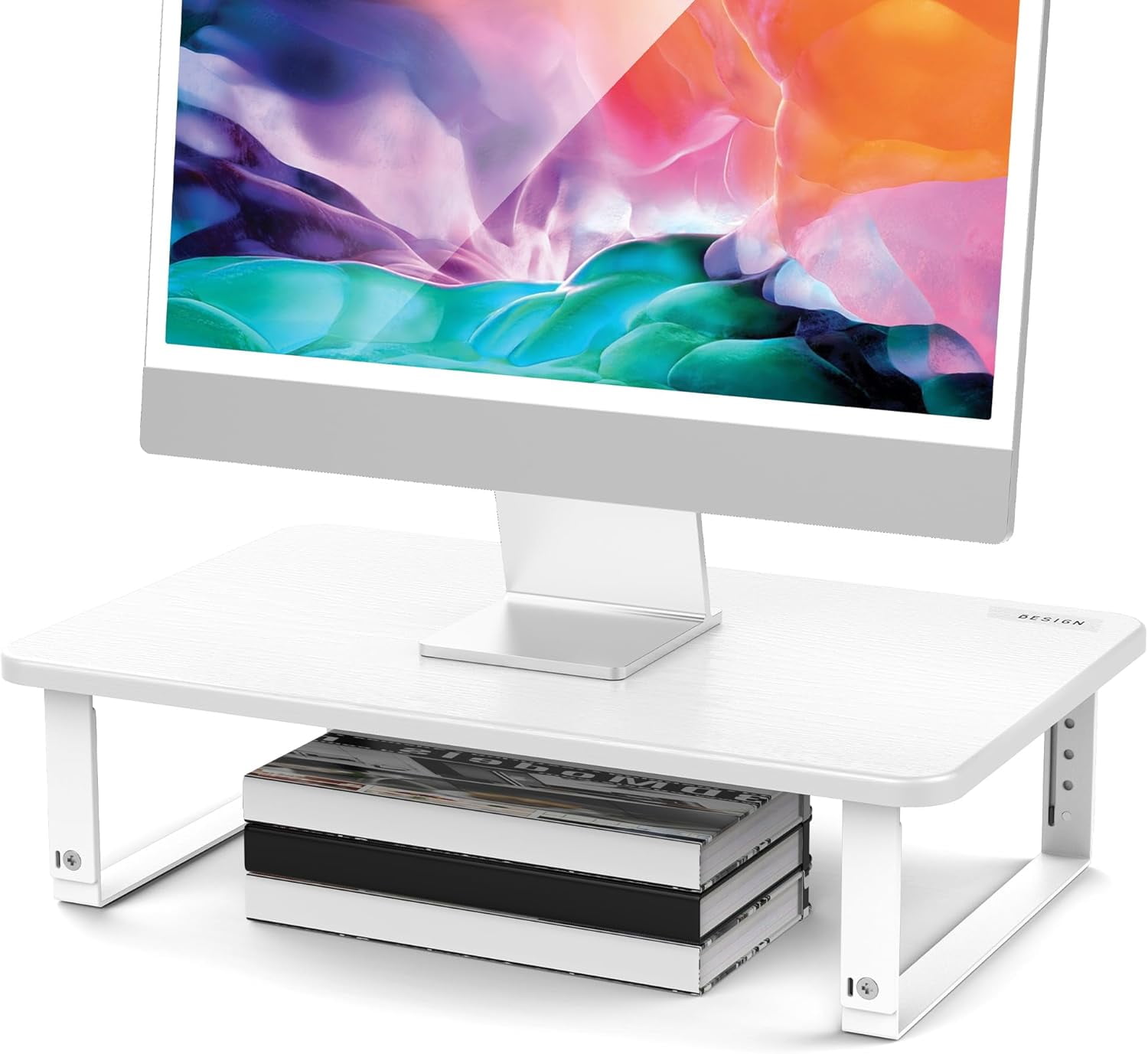 MS01 Monitor Stand Riser, Height Adjustable Laptop Stand, Computer Monitor Stand for Monitor, Computer,Laptop,Printer (White)