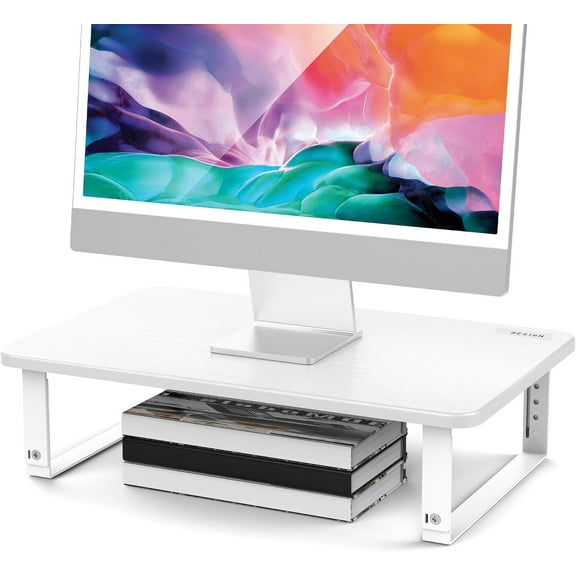 MS01 Monitor Stand Riser, Height Adjustable Laptop Stand, Computer Monitor Stand for Monitor, Computer,Laptop,Printer (White)
