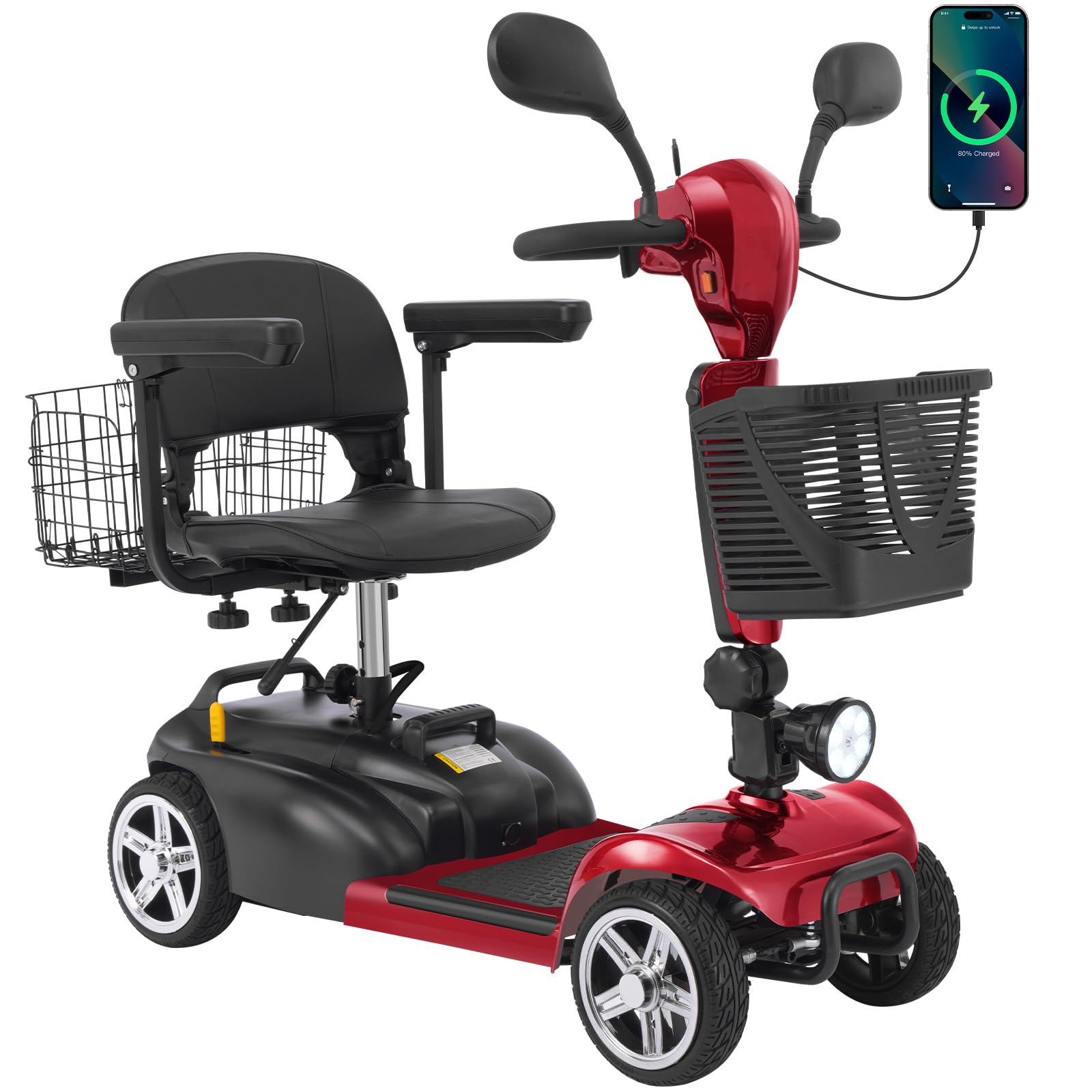 Ms02 4 Wheels Electric Mobility Scooter For Seniors And Adults 15 25 Miles Range Wheelchair