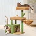 thumbnail image 1 of MS043T  Tree, 32.2-Inch  Tower for Indoors Cats,  Condo with Large  Perch, Spacious  Cave,  Posts for Small and Medium Cats, Cactus, 1 of 6
