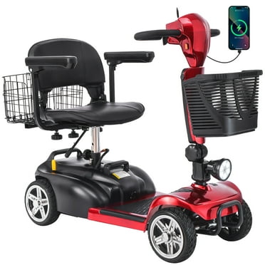MS07 4-Wheel Electric Mobility Scooter for Adults & Seniors, 350W Motor, Extended Battery for 15-Mile Range, Dual Baskets, Compact Design with Rotating Seat – Ideal Wheelchair Device for Elderly