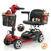 Ecomobi 15-45 Miles 4 Wheels Mobility Scooter for Adults&Seniors, 350W Electric Powered Wheelchair Device with Extended Battery, Dual Baskets, Rotating Seat, Compact Duty Mobile for Elderly