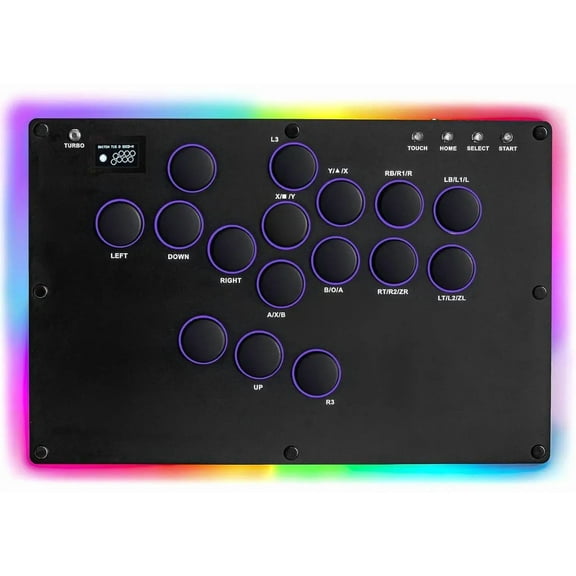MS1 Leverless Controller - Matte Black Panel Anti-Sweat Fighting Game Arcade Stick - 16-Key All-Button, Low-Profile Switches, RGB Turbo - PC/PS4/PS3/Switch/Steam