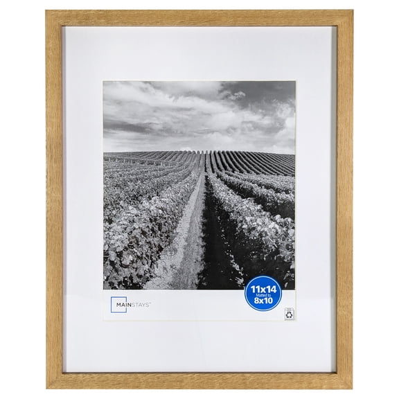 Mainstays 8x10 Picture Frame Wood Tone Matted Gallery Linear Program Wall Photo Frame