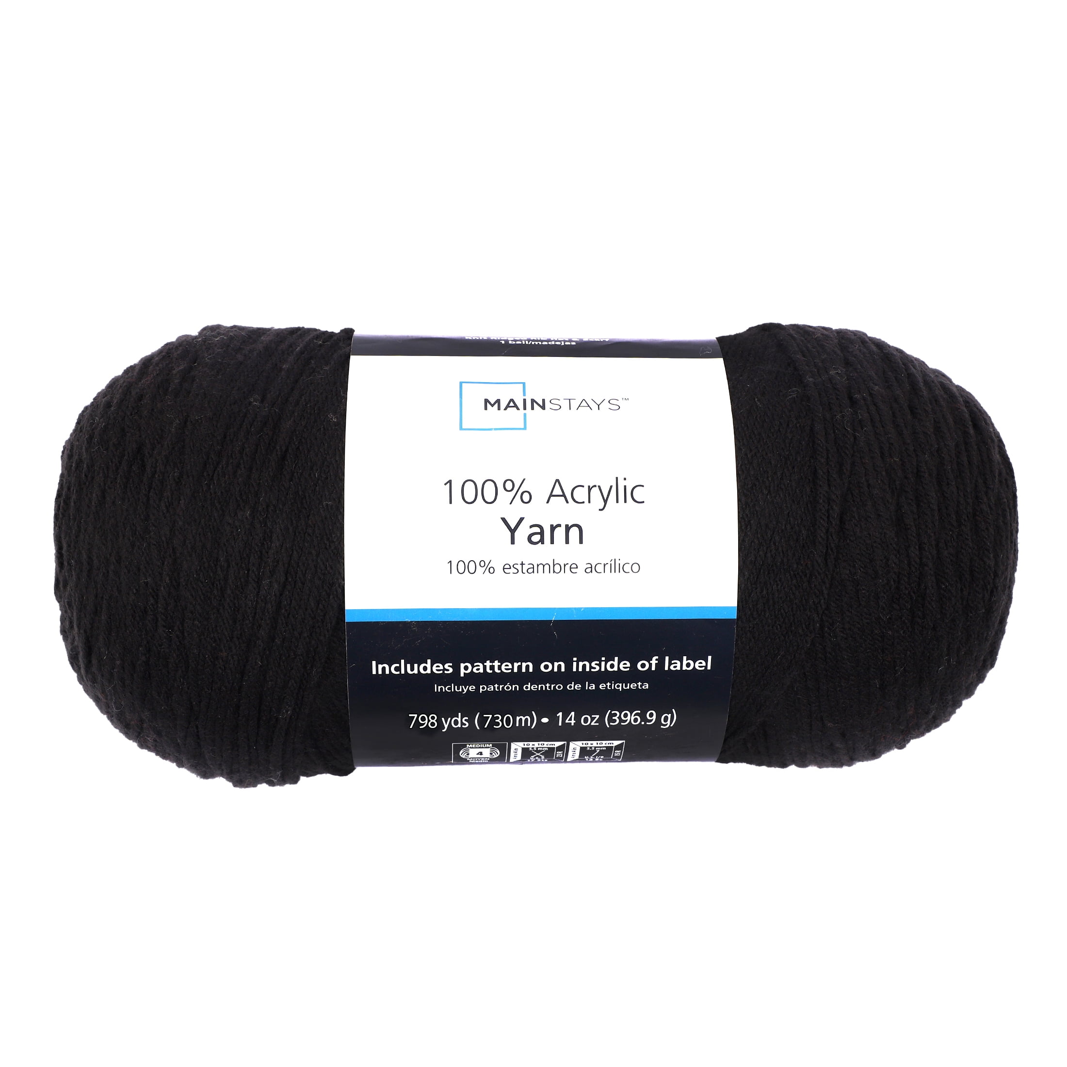 Mainstays Medium Acrylic New Black V Yarn, 14 Oz 798 Yards