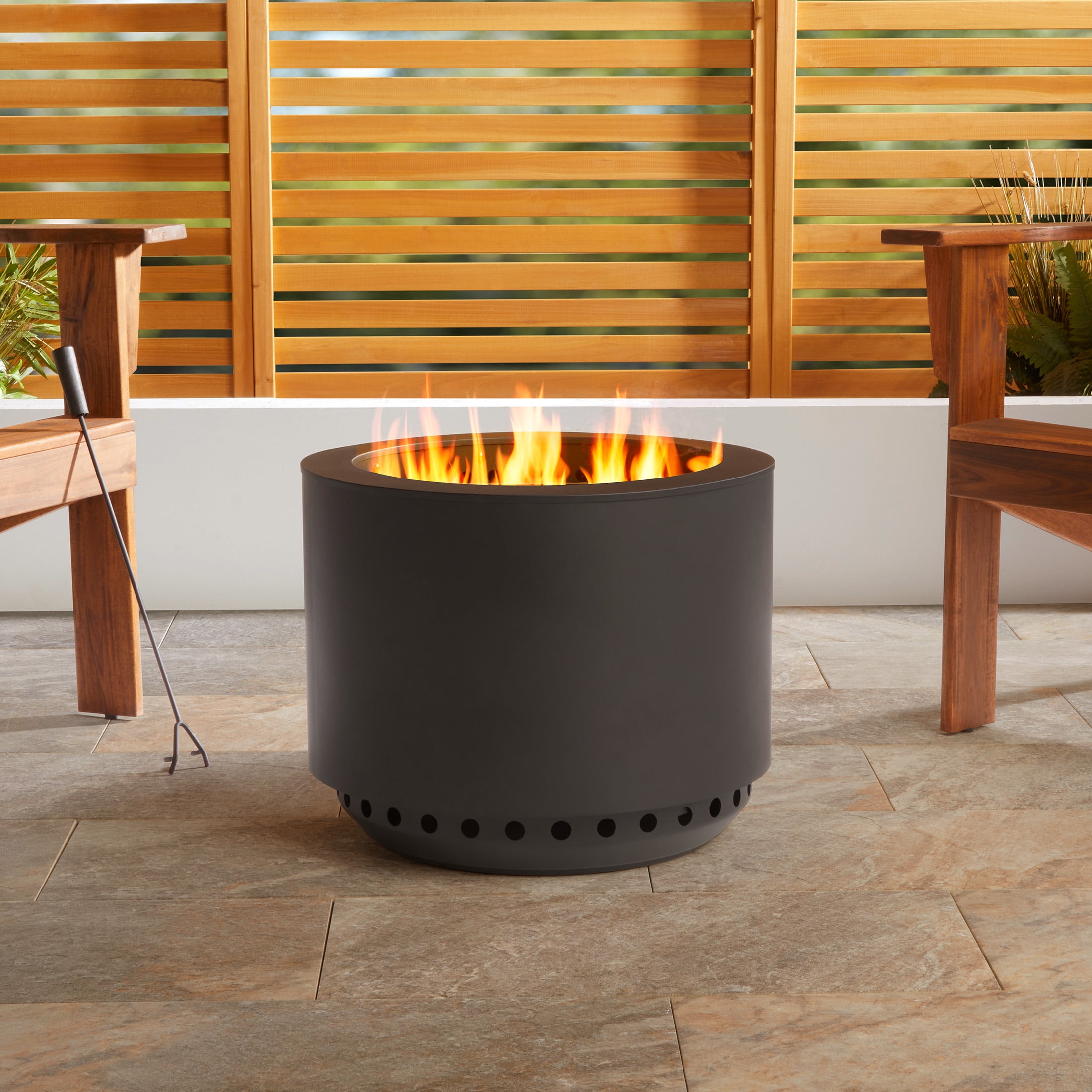 Mainstays 19.5" Smokeless Wood Burning Fire Pit with Lid and Protective Cover, Black