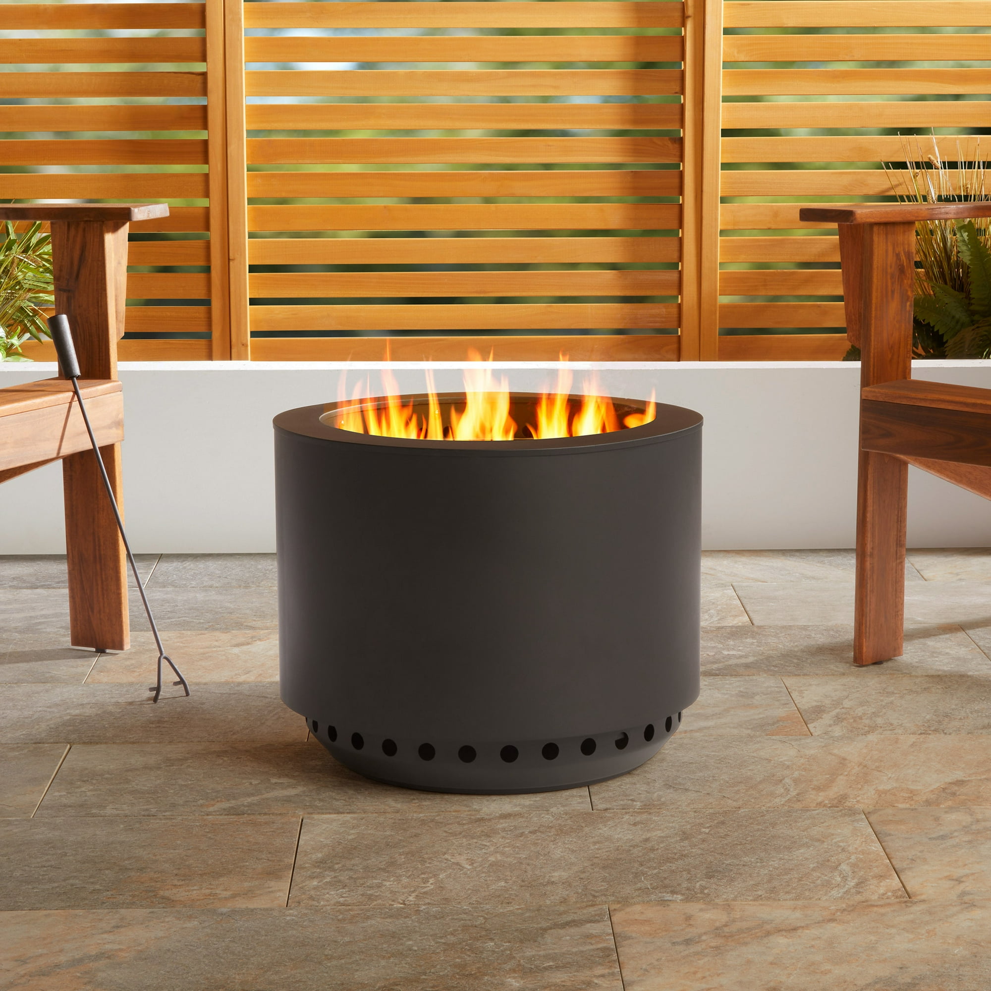 Mainstays 19.5" Smokeless Wood Burning Fire Pit with Lid and Protective Cover, Black
