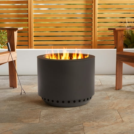 Mainstays 19.5" Smokeless Wood Burning Fire Pit with Lid and Protective Cover, Black