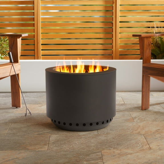 Mainstays 19.5" Smokeless Wood Burning Fire Pit with Lid and Protective Cover, Black