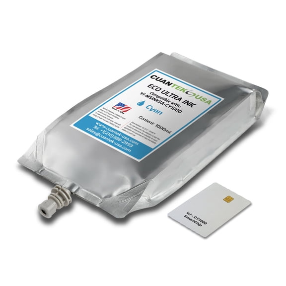 MS31 MUTOH Eco-Solvent Compatible CYAN Ink 1000ml Pack & Chip - MADE IN USA