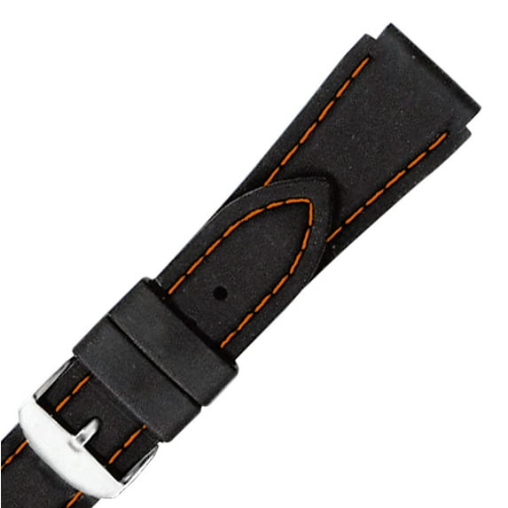 MS3345 22mm Black Genuine Rubber Orange Stitiched Mens Diver Watch