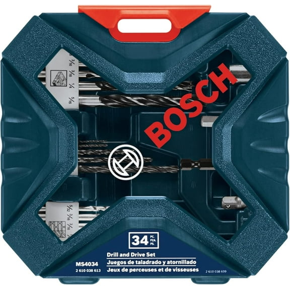MS4034 34-Piece Drilling and Driving Mixed Set with Included Case for Applications in Wood, Metal, Masonry
