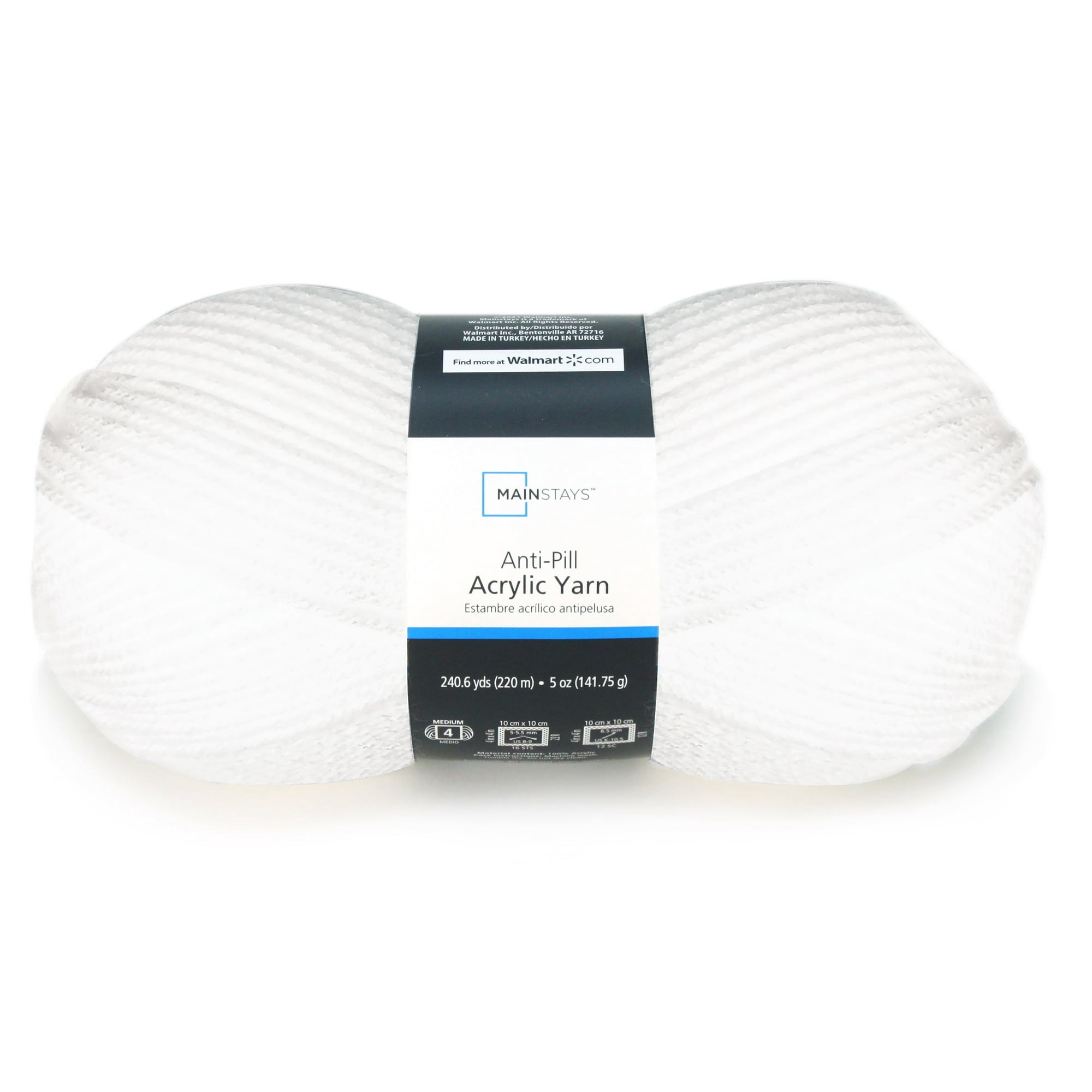 Mainstays Anti-Pill Acrylic Yarn, 5 oz, White