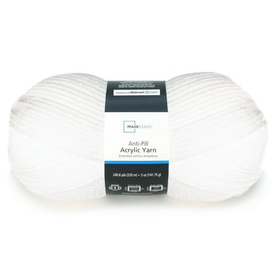 Mainstays Anti-Pill Acrylic Yarn, 5oz, White