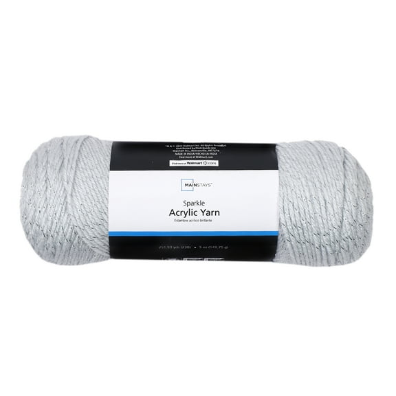 Mainstays Sparkle Acrylic Yarn, 5oz, Platinum Silver