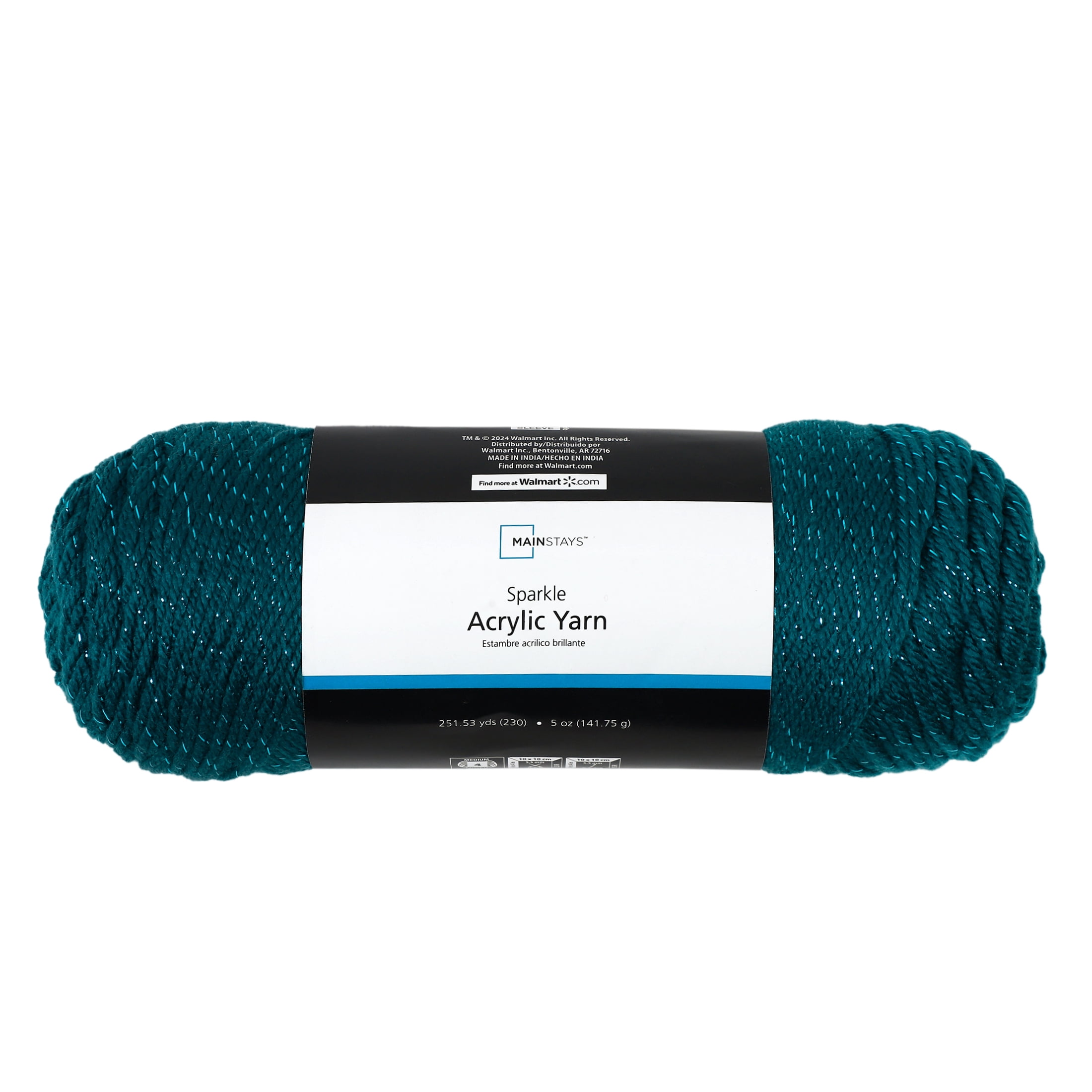 Mainstays Sparkle Acrylic Yarn, 5 oz, Teal