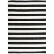 Mainstays Black and White Striped Cabana Woven Outdoor Rug, 5'x7'