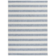Mainstays Blue and White Striped Coastal Cabana Woven Outdoor Rug, 5'x7'